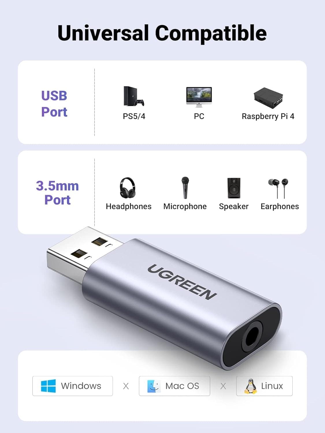 UGREEN USB External Stereo Sound Adapter